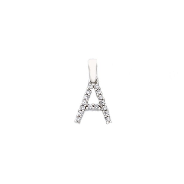 Ciondolo in oro bianco 750/ooo e zirconia cubica con iniziale