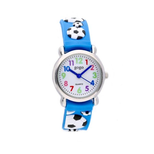 Orologio in acciaio e gomma con pallone da calcio