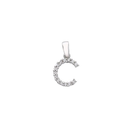 Ciondolo in oro bianco 750/ooo e zirconia cubica con iniziale