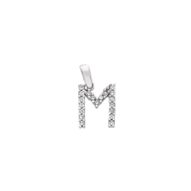 Ciondolo in oro bianco 750/ooo e zirconia cubica con iniziale