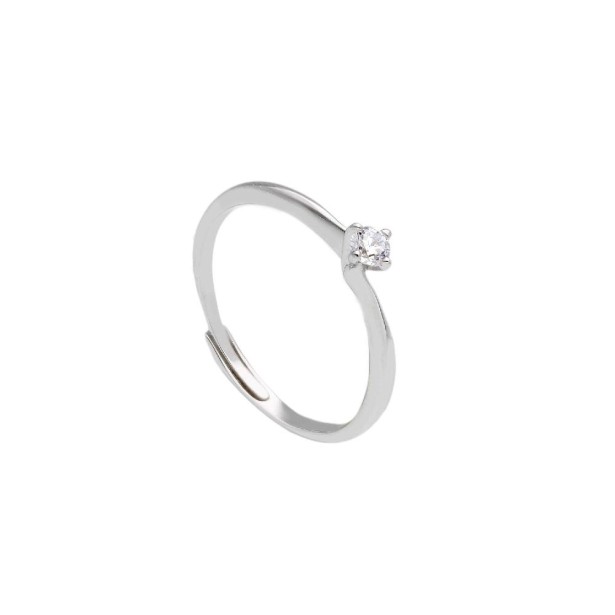 Anello solitario in argento 925/ooo e zirconia cubica