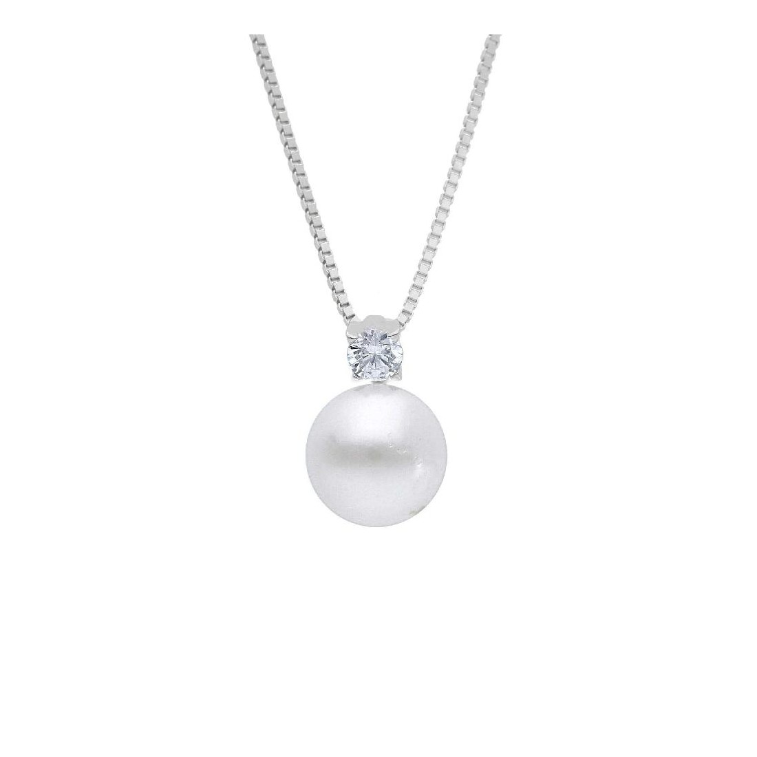 Girocollo in argento 925/ooo zirconia cubica e perla
