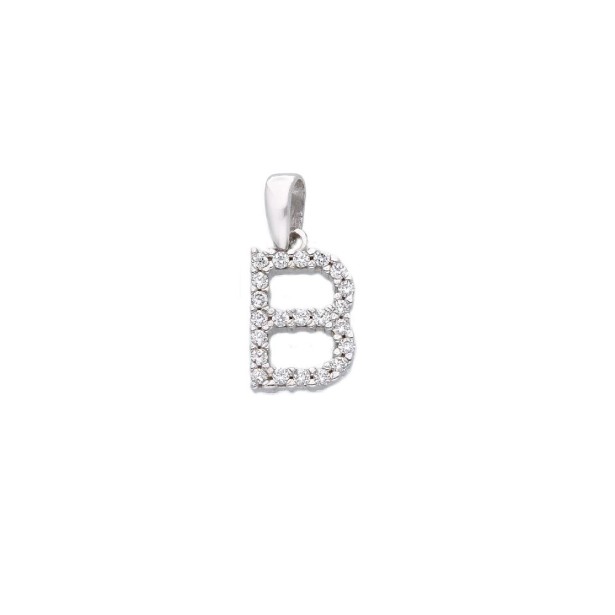 Ciondolo in oro bianco 750/ooo e zirconia cubica con iniziale