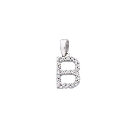 Ciondolo in oro bianco 750/ooo e zirconia cubica con iniziale