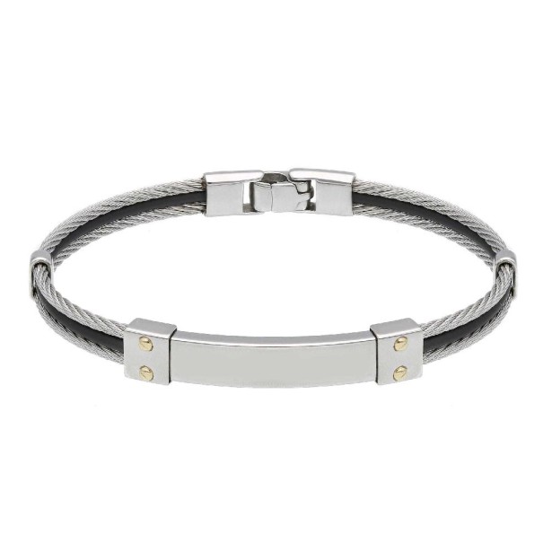 Bracciale in oro giallo 750/ooo acciaio e caucci�