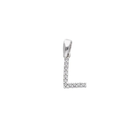 Ciondolo in oro bianco 750/ooo e zirconia cubica con iniziale