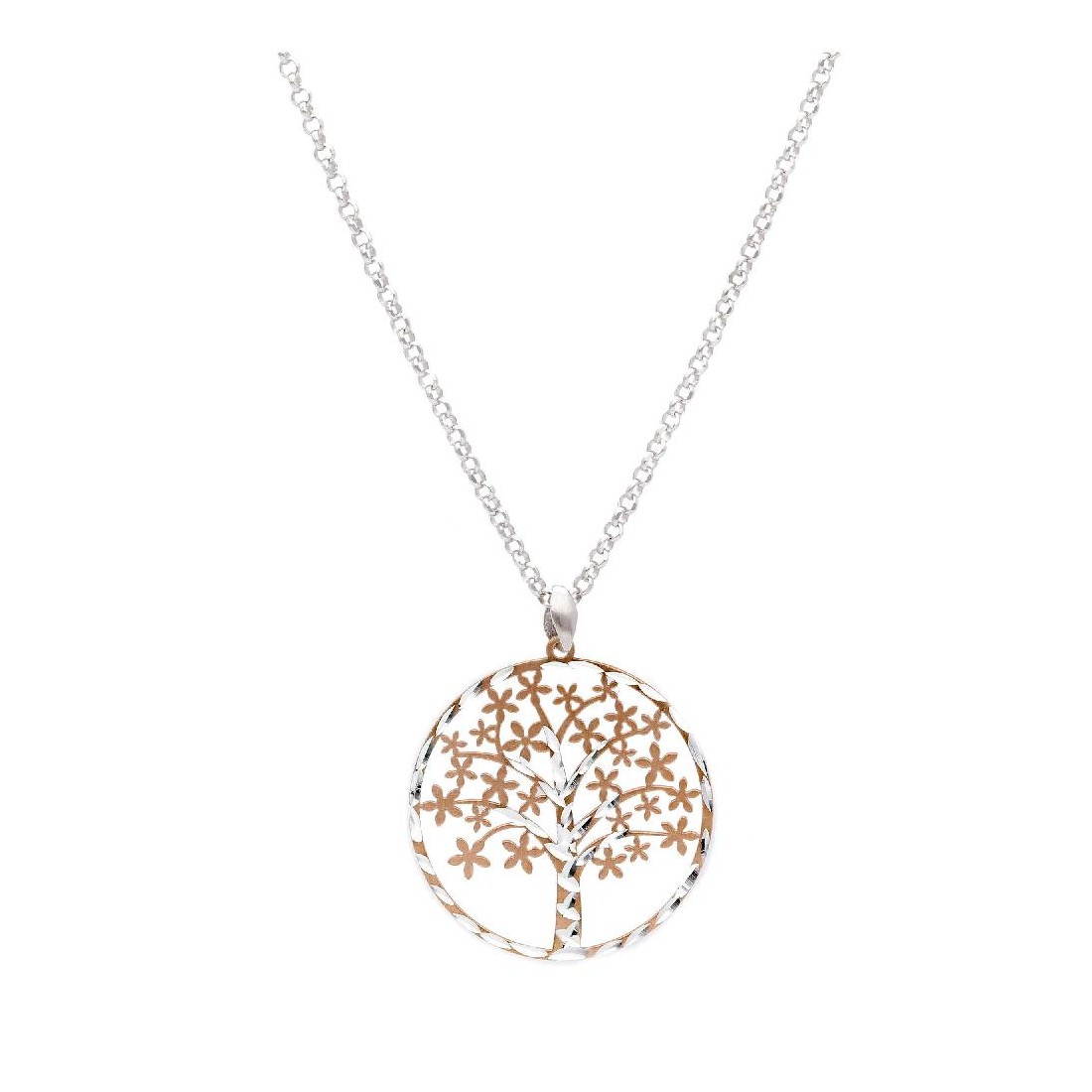 Girocollo in argento bicolore 925/ooo con albero della vita