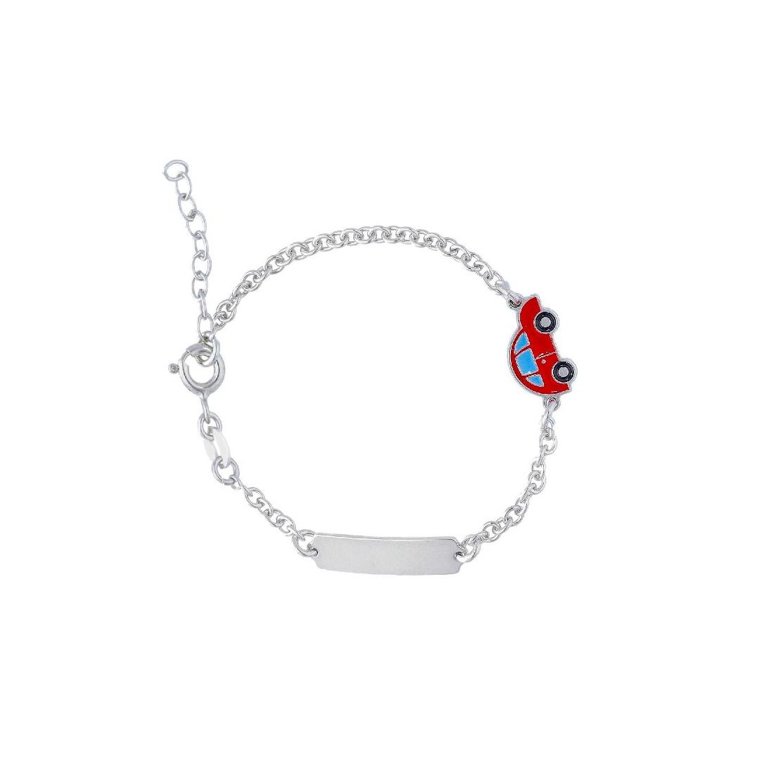 Bracciale targa in argento 925/ooo e smalto con macchina