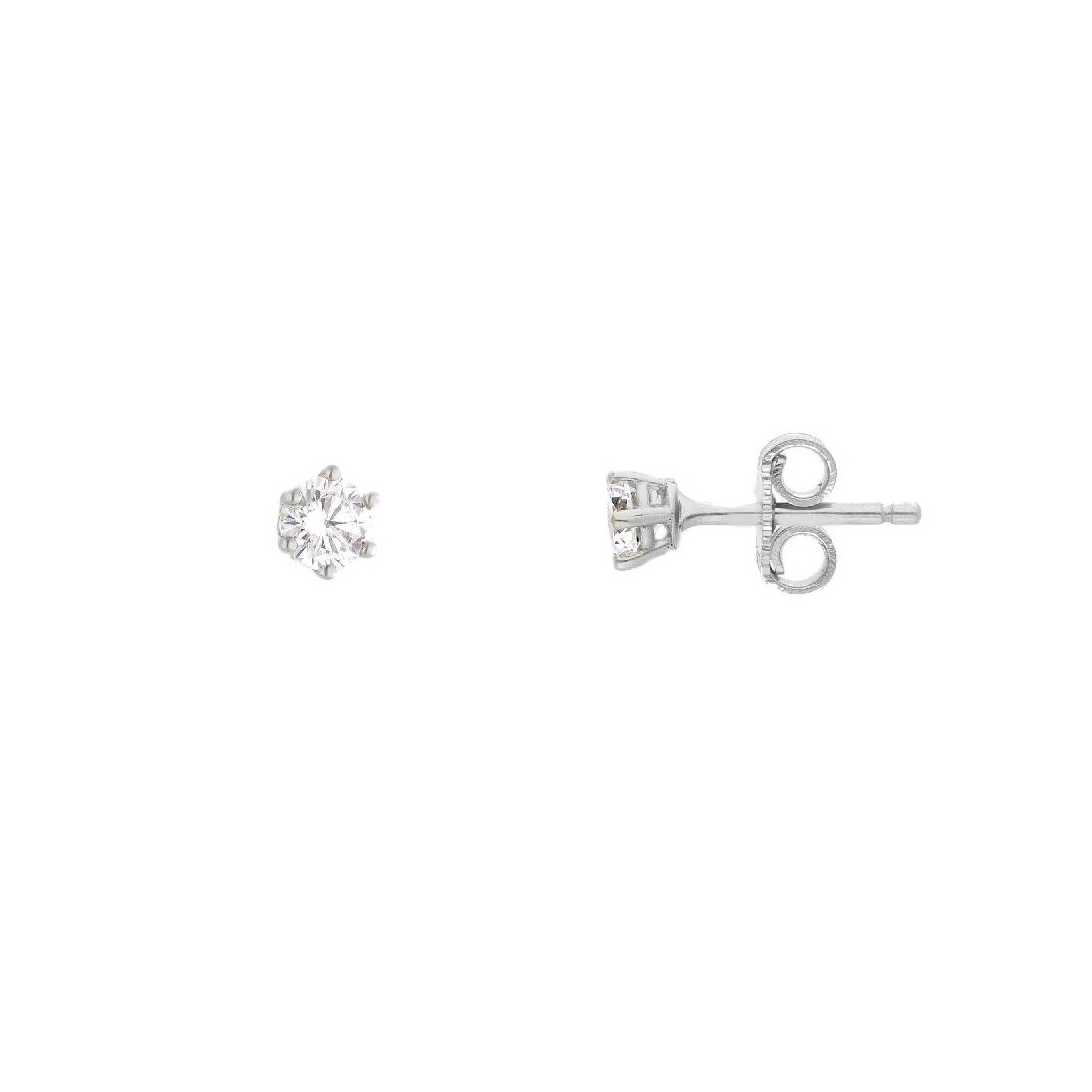 Orecchini punto luce in oro bianco 750/ooo e zirconia cubica