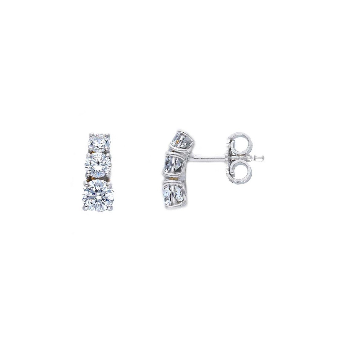 Orecchini trilogy in oro bianco 375/ooo e zirconia cubica