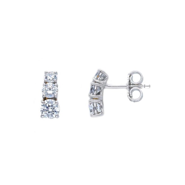 Orecchini trilogy in oro bianco 375/ooo e zirconia cubica