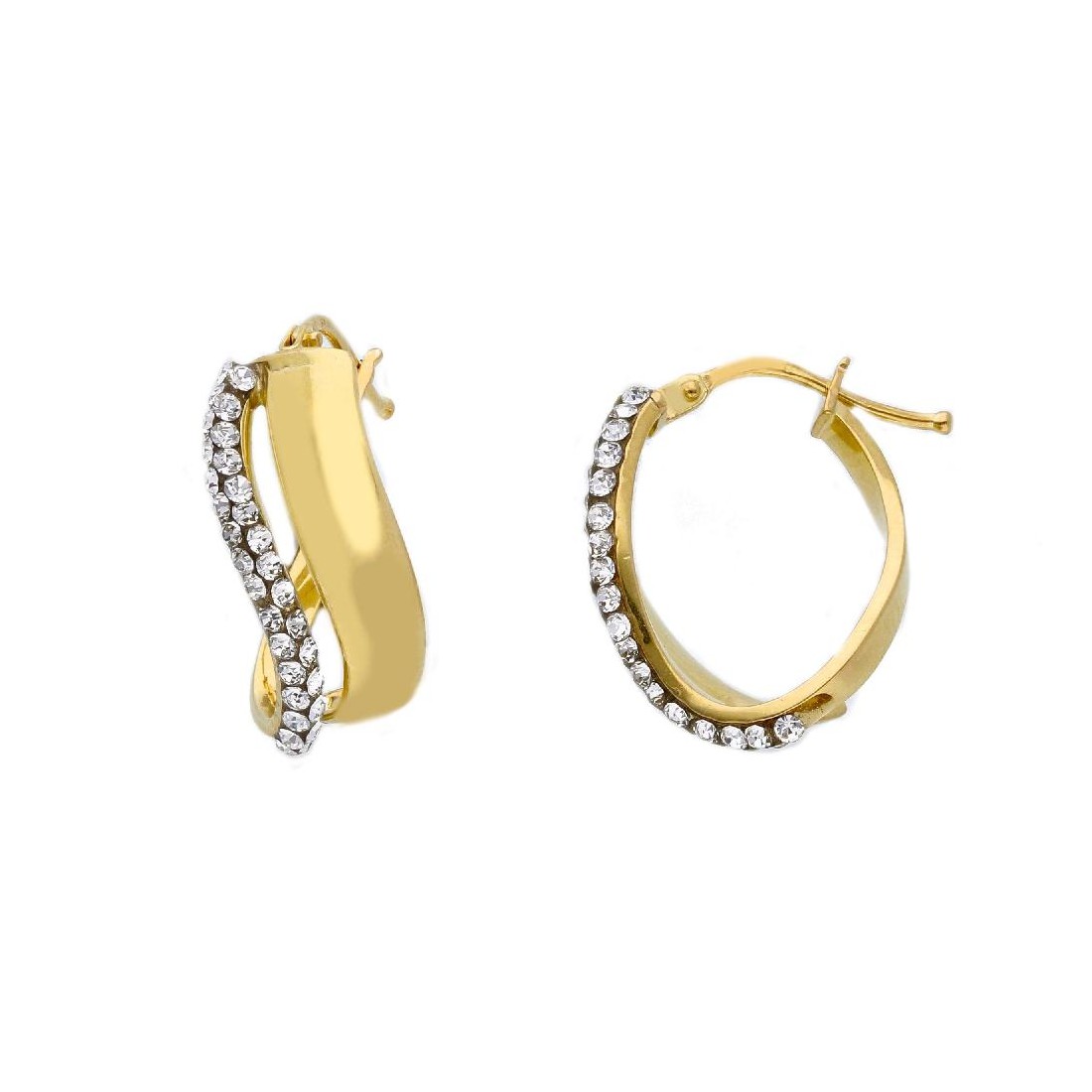 Orecchini cerchio in oro giallo 750/°°° e zirconia