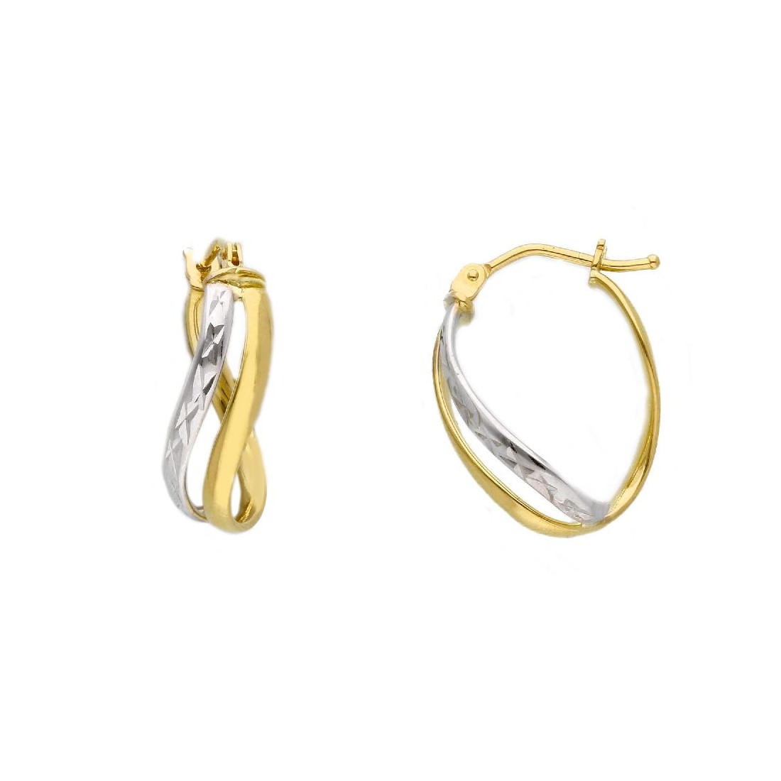 Orecchini cerchio in oro giallo e bianco  750/ooo