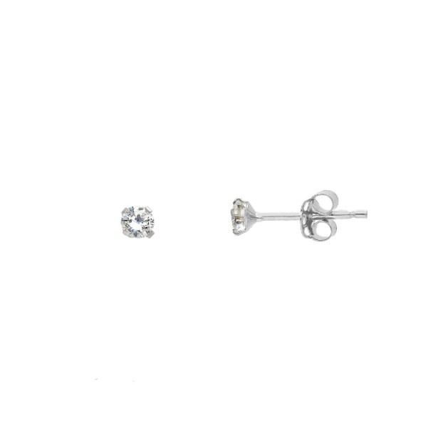 Orecchini punto luce in oro bianco 750/ooo e zirconia cubica
