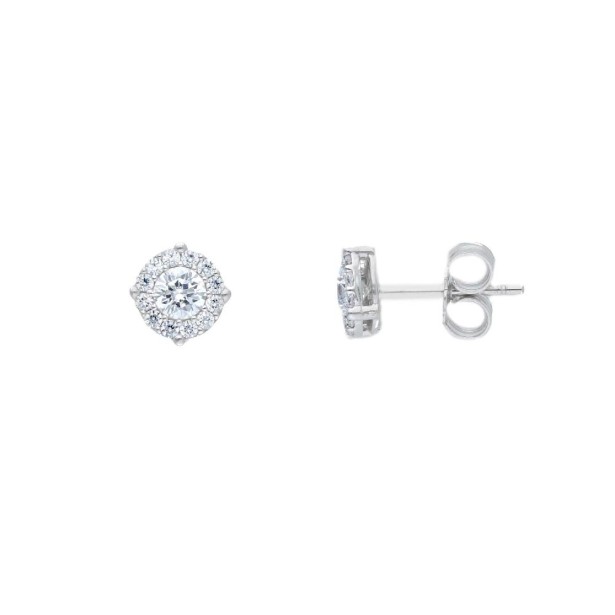 Orecchini punto luce in oro bianco 375/ooo e zirconia cubica
