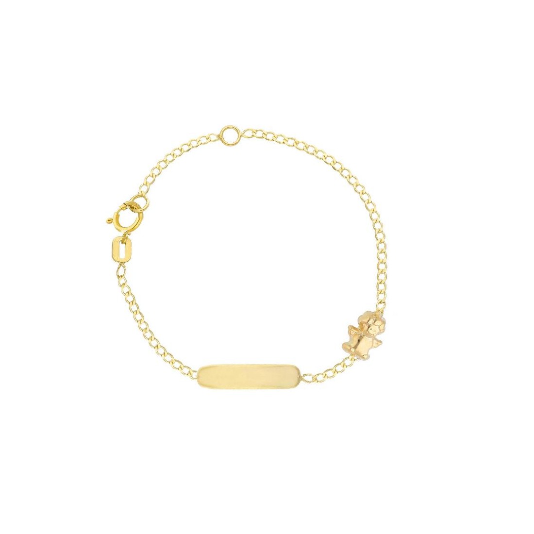 Bracciale targa in oro bianco 750/ooo con angelo