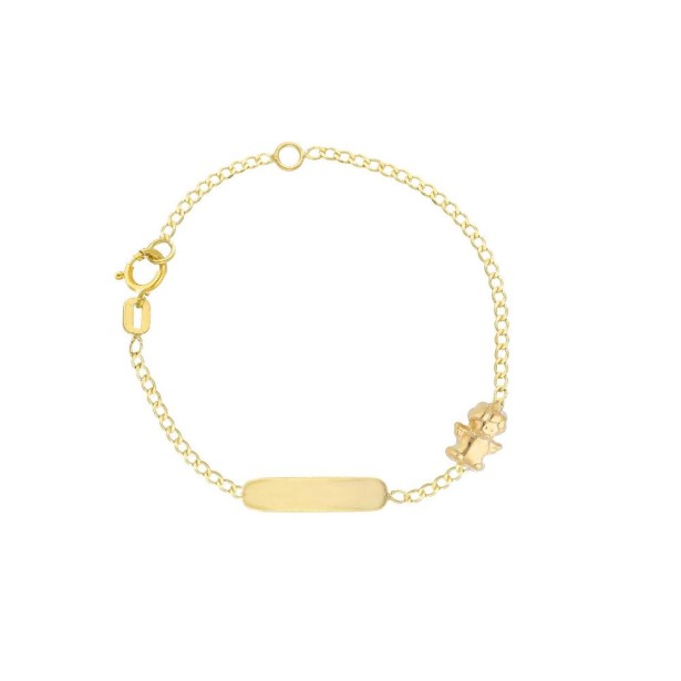 Bracciale targa in oro bianco 750/ooo con angelo