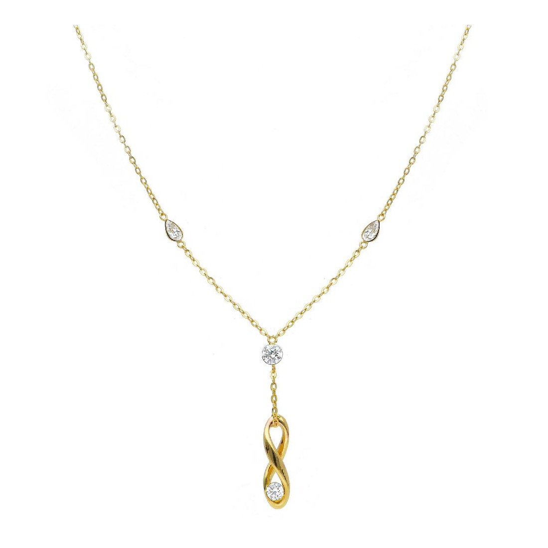 Girocollo in oro giallo 750/ooo e zirconia cubica con infinito