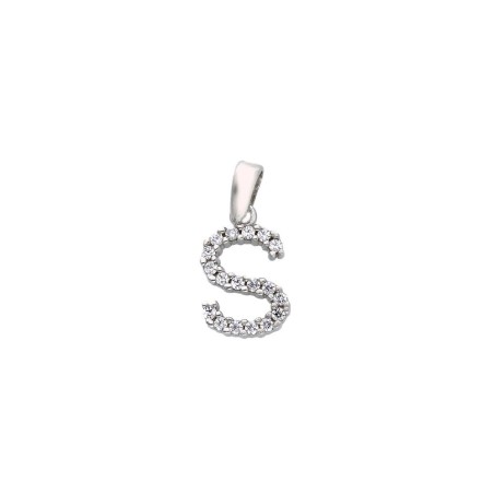 Ciondolo in oro bianco 750/ooo e zirconia cubica con iniziale