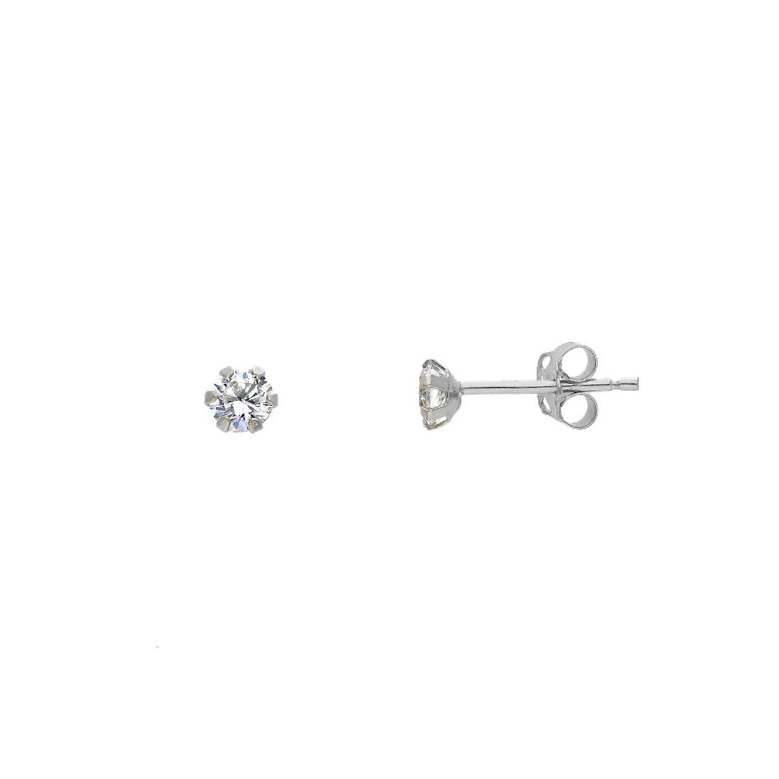 Orecchini punto luce in oro bianco 750/ooo e zirconia cubica