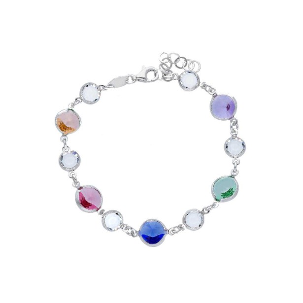 Bracciale in argento 925/ooo zirconia cubica e cristallo artificiale multicolor