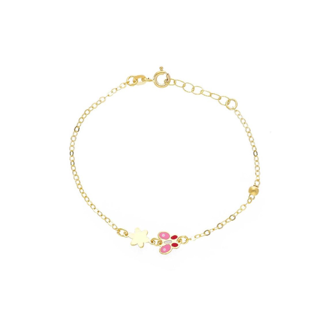 Bracciale in oro giallo 375/ooo e smalto con farfalla