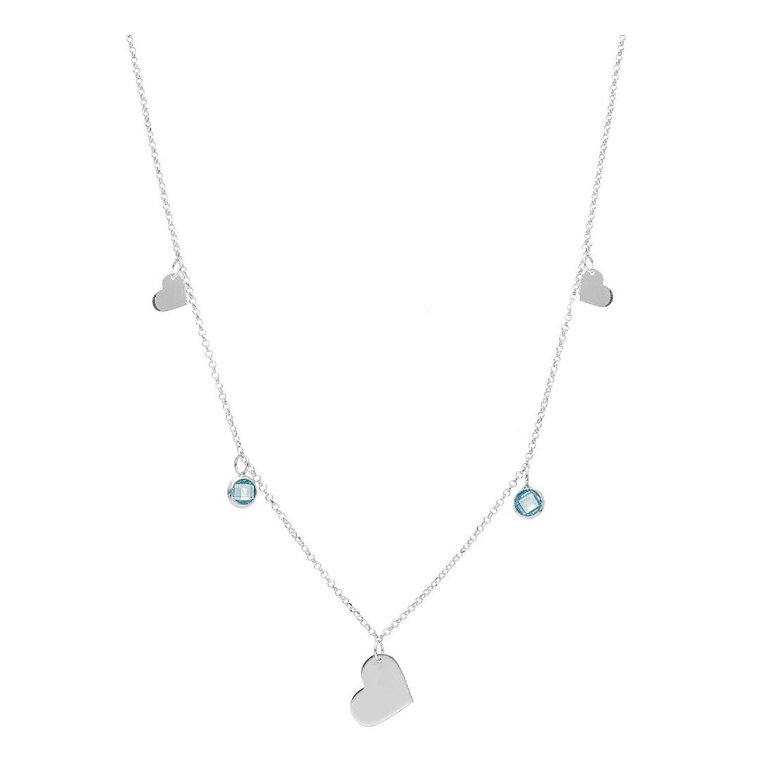 Girocollo in argento 925/ooo e cristallo artificiale azzurro con cuore