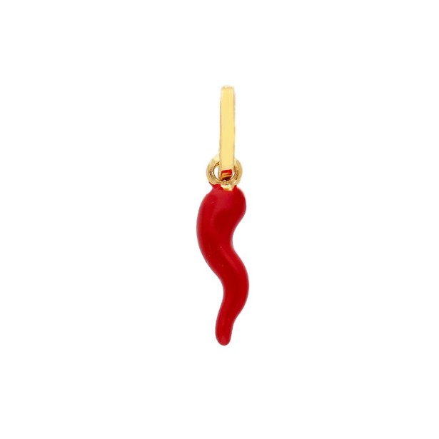 Ciondolo in oro giallo 750/ooo e smalto con corno