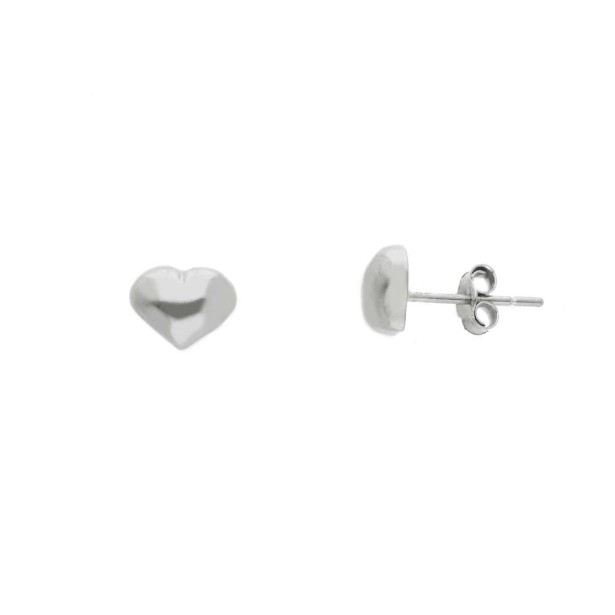 Orecchini lobo in oro bianco 750/ooo con cuore
