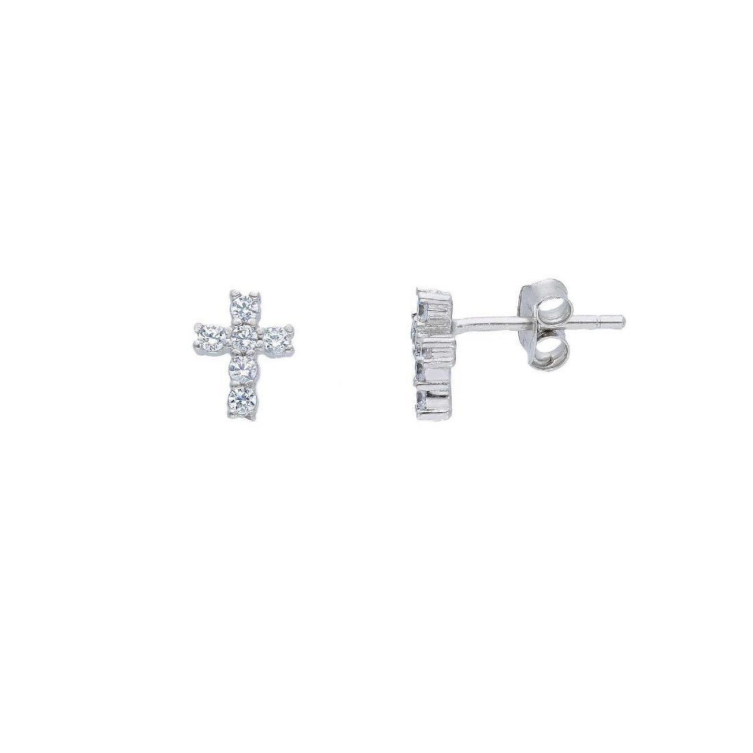 Orecchini lobo in argento 925/ooo con croce