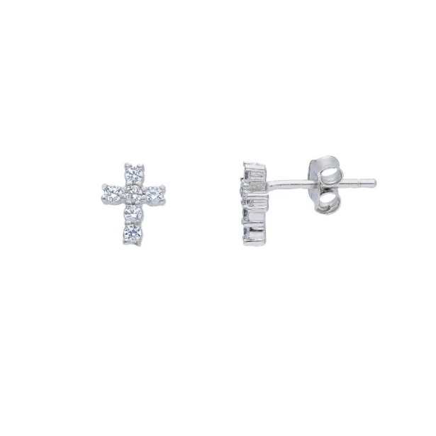 Orecchini lobo in argento 925/ooo con croce