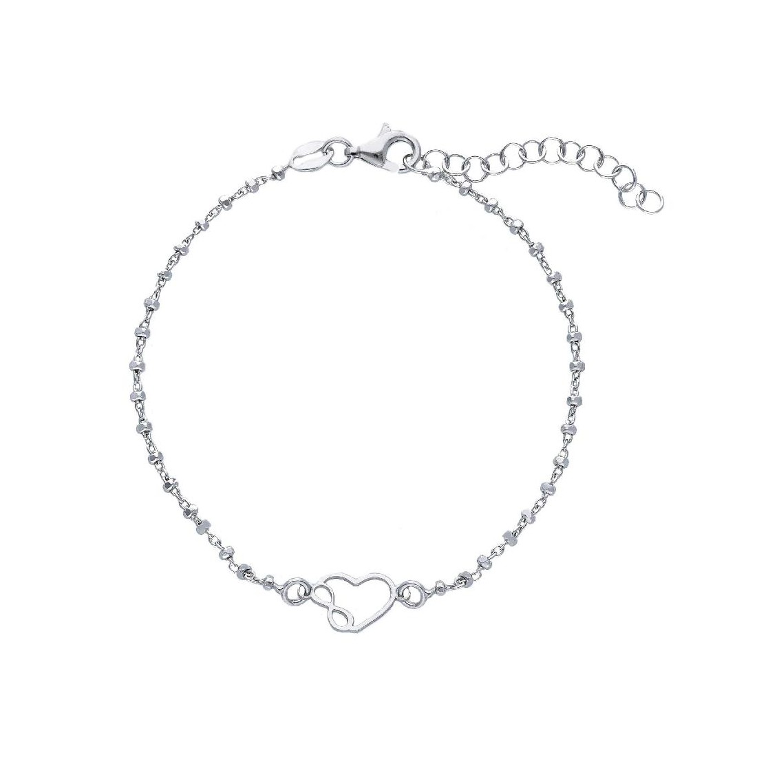 Bracciale in argento 925/ooo con cuore e infinito