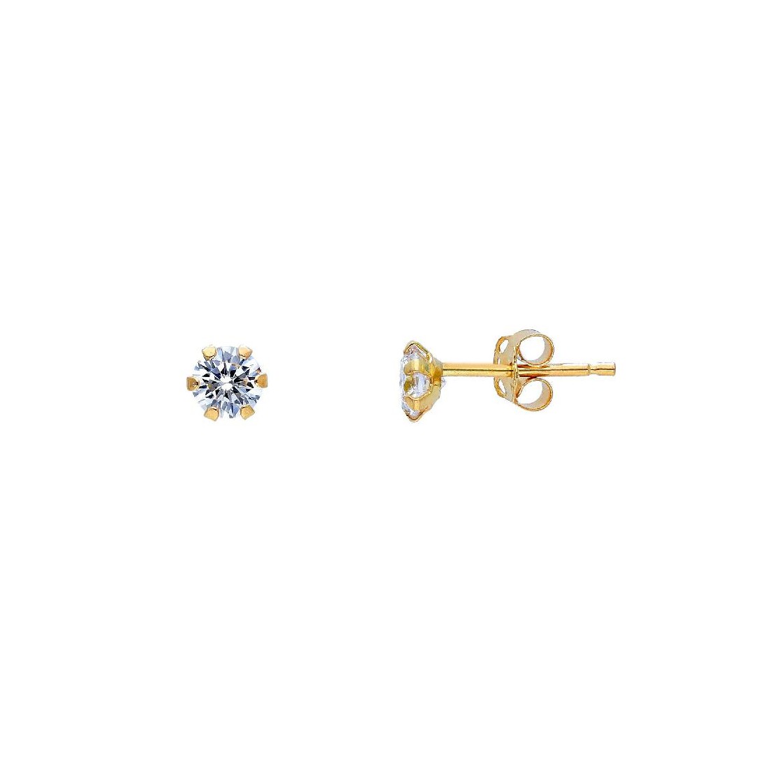 Orecchini punto luce in oro giallo 750/ooo e zirconia cubica