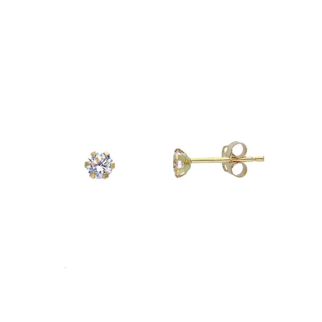 Orecchini punto luce in oro giallo 750/ooo e zirconia cubica