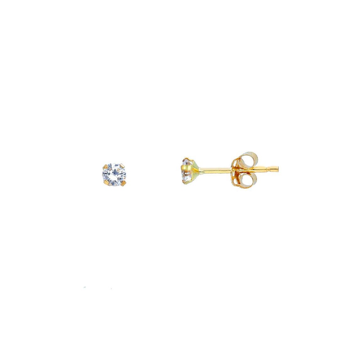 Orecchini punto luce in oro giallo 750/ooo e zirconia cubica