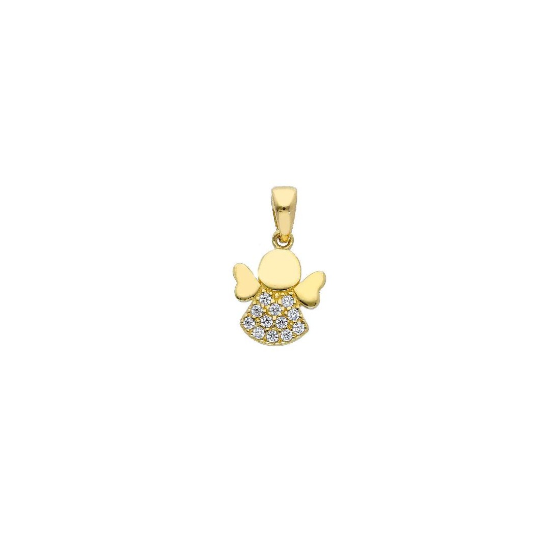 Ciondolo in oro giallo 750/°°° e zirconia cubica con angelo