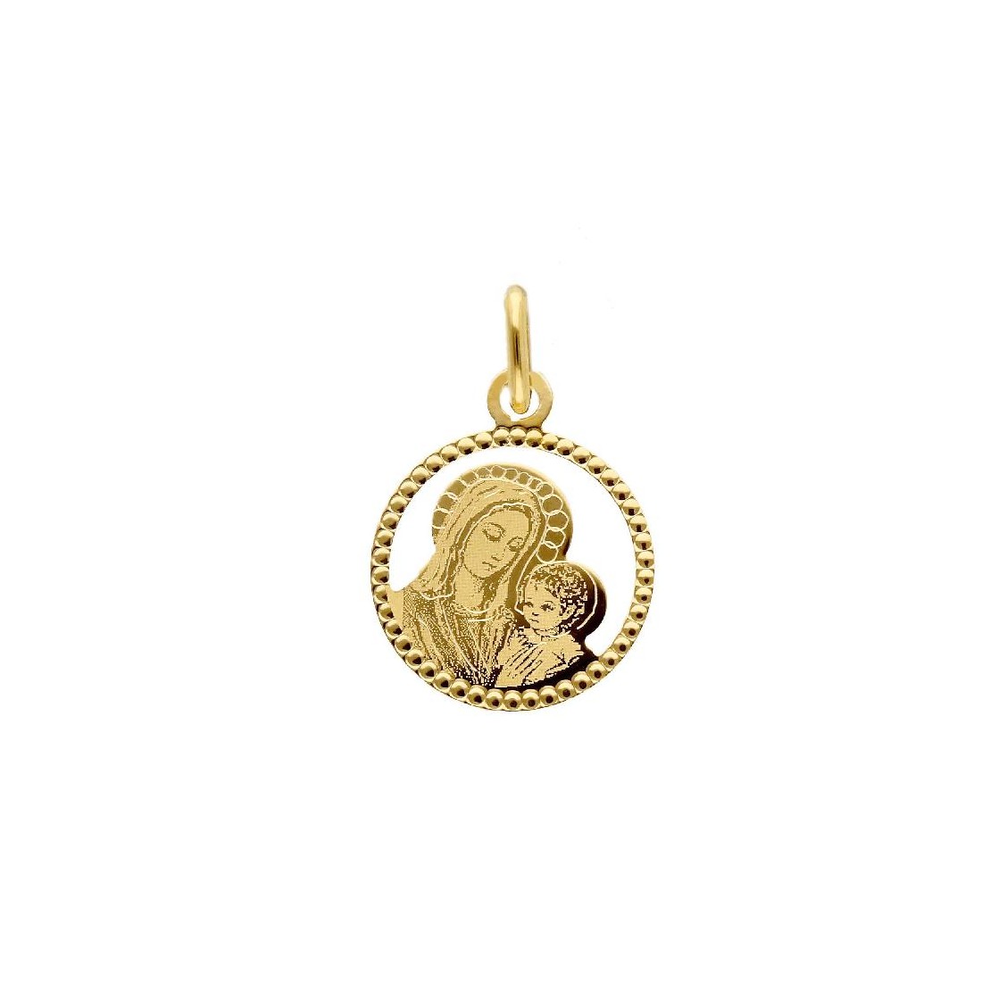 Medaglia in oro giallo 750/ooo con Madonna con bambino