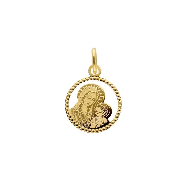 Medaglia in oro giallo 750/ooo con Madonna con bambino
