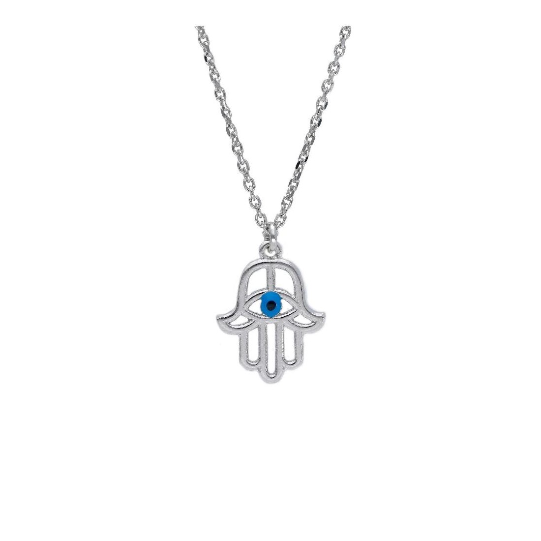 Girocollo in argento 925/ooo e zirconia cubica conmano di fatima