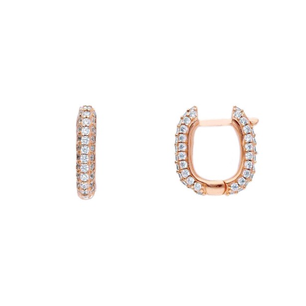 Orecchini cerchio in argento rosè 925/°°° e zirconia cubica