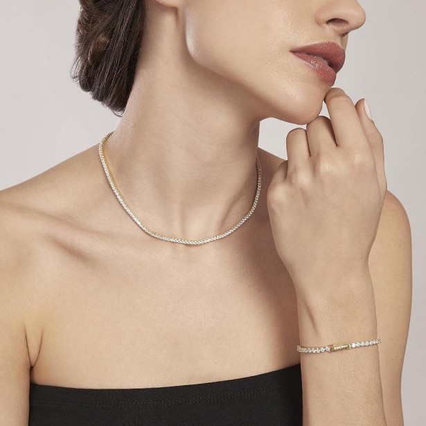 MABINA 553455 - Girocollo in argento 925/°°° placcato oro 18kt e zirconi
