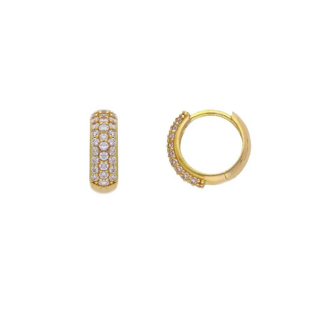 Orecchini cerchio in oro giallo 750/ooo e zirconia cubica