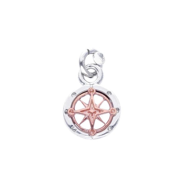 Ciondolo in argento bicolore 925/°°° con rosa dei venti