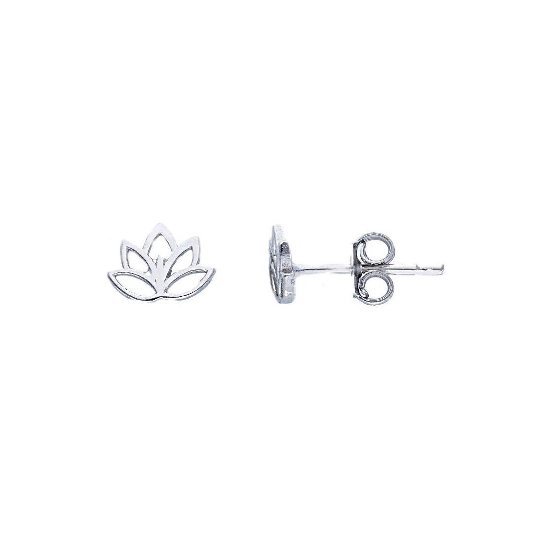Orecchini lobo in argento 925/ooo con fiore di loto