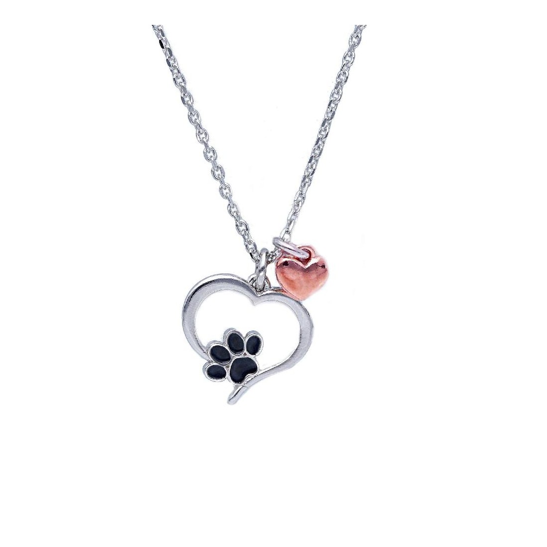 Girocollo in argento 925/ooo e smalto con zampa ecuore