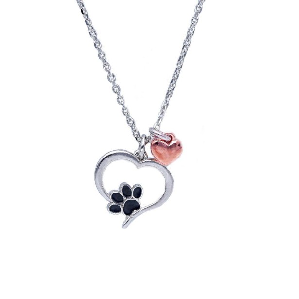 Girocollo in argento 925/ooo e smalto con zampa ecuore