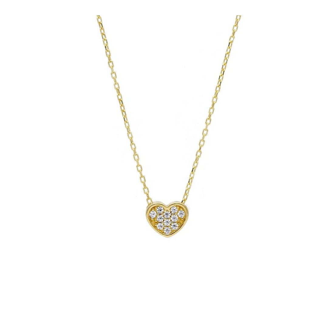 Girocollo in oro giallo 375/ooo e zirconia cubica con cuore