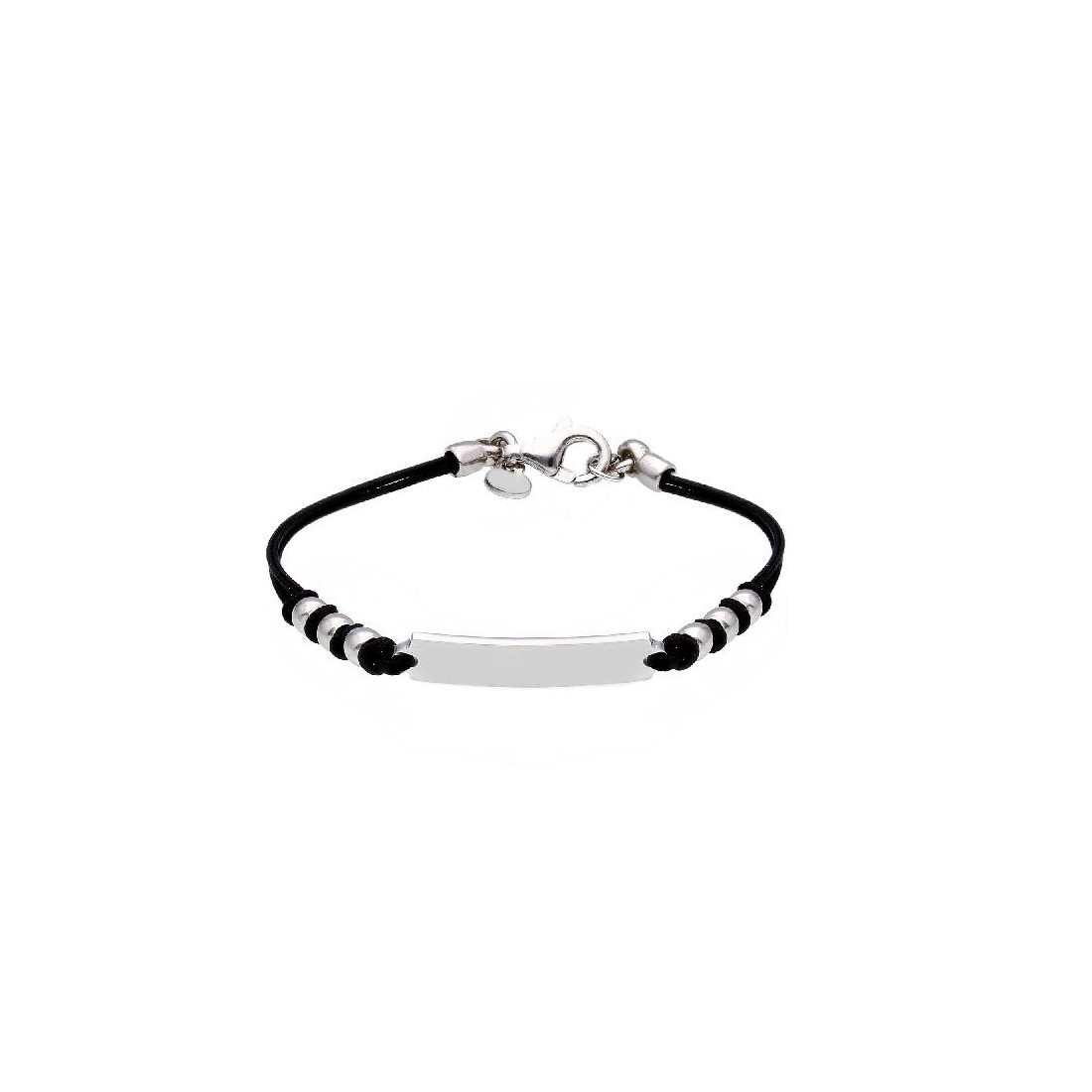 Bracciale targa con cordino in argento 925/ooo