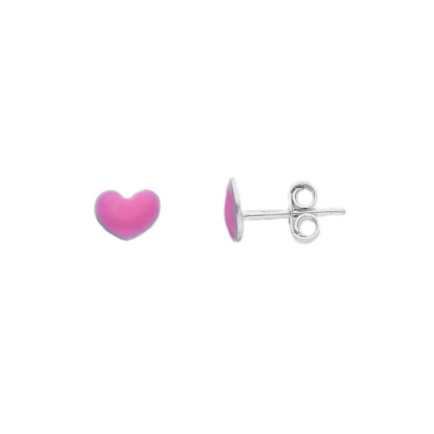 Orecchini lobo in argento 925/°°° e smalto con cuore