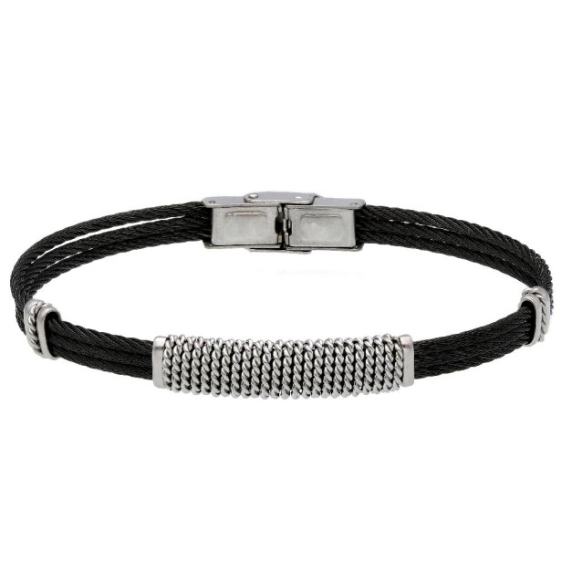 Bracciale in acciaio intrecciato con piastra